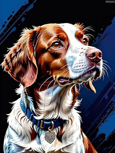 Peinture diamant chien Épagneul Breton loisir créatif adulte kit portrait animal