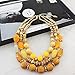 Bocar 3 Layer Chunky Statement Beaded Necklace Fashion Multi Layer Women Collar Necklace(NK-10625) (Amber Yellow)