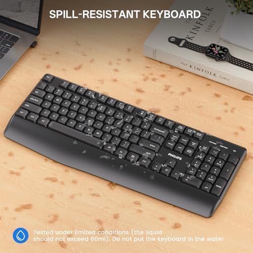 PHILIPS SPT6348 Wireless Keyboard and Mouse Combo, Ergonomic 2.4GHz | 2.4GHz plug-and-play ergonomic keyboard and mouse with sleep mode for Windows, Mac and laptops, for home/office work - image 7