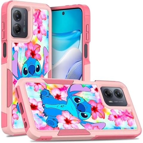 CASE TOWN for Motorola Moto G Power 5G 2023, Dual Layer Heavy Duty Shockproof Defender Case Silicone Protective Armor Women Girl Phone Covers for Motorola Moto G 5G 2023 (Pink Flowers) Cover