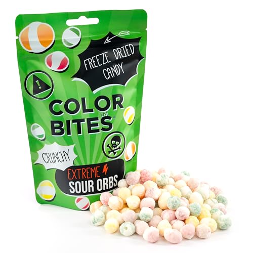 Color Bites Crunchy Extreme Sour Orbs | Gefriergetrocknete Süßigkeiten Freeze Dried Candy 100g