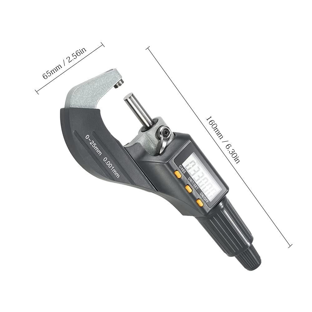 Cyfrowy mikrometr 0-25mm elektroniczny cyfrowy mikrometr zewnętrzny 0.001mm głębokość mikrometr wysoka precyzja mikrometr zacisk