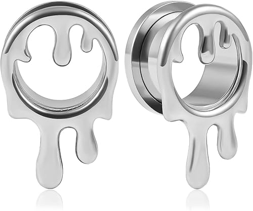 Atomhole 2 tapones para túneles de oreja de acero inoxidable 316, expansores de aretes hipoalergénicos para piercings estirados, 2 unidades
