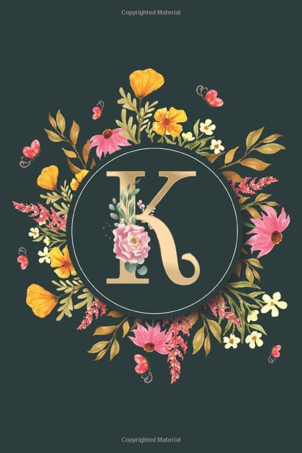 Letter K Notebook: Initial Monogram Letter K Journal - Pretty Personalized Lined Notebook For Kids, Girls, Women. ruled notebook Size 6 x 9 inches - 120 Pages Paperback – 11 Jan. 2020