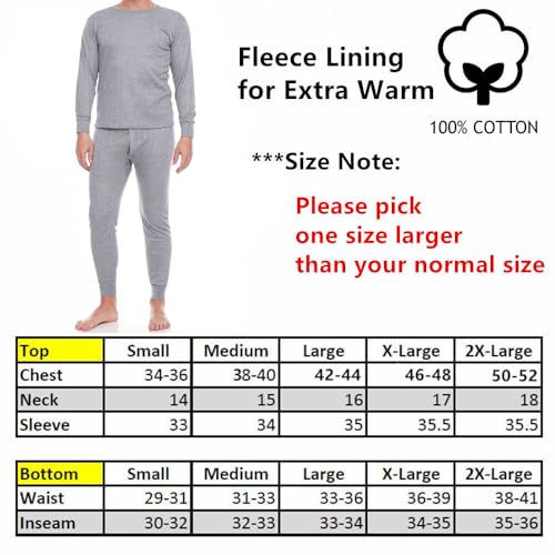Glory Max Men Fleece Lined 100% Cotton Thermal Long Johns Top Bottom Underwear Set4
