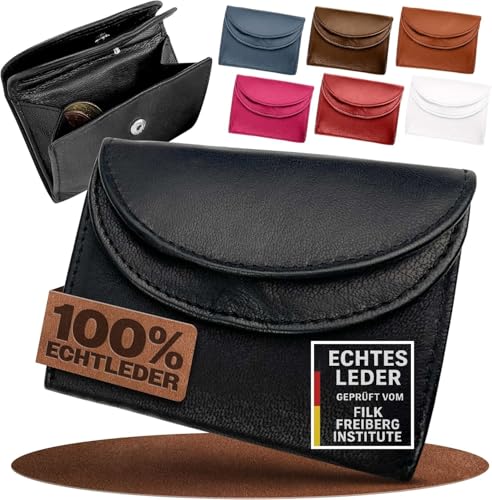 FLEXIBILITE® Kleines Portemonnaie Damen aus Echtleder – Mini Geldbörse...