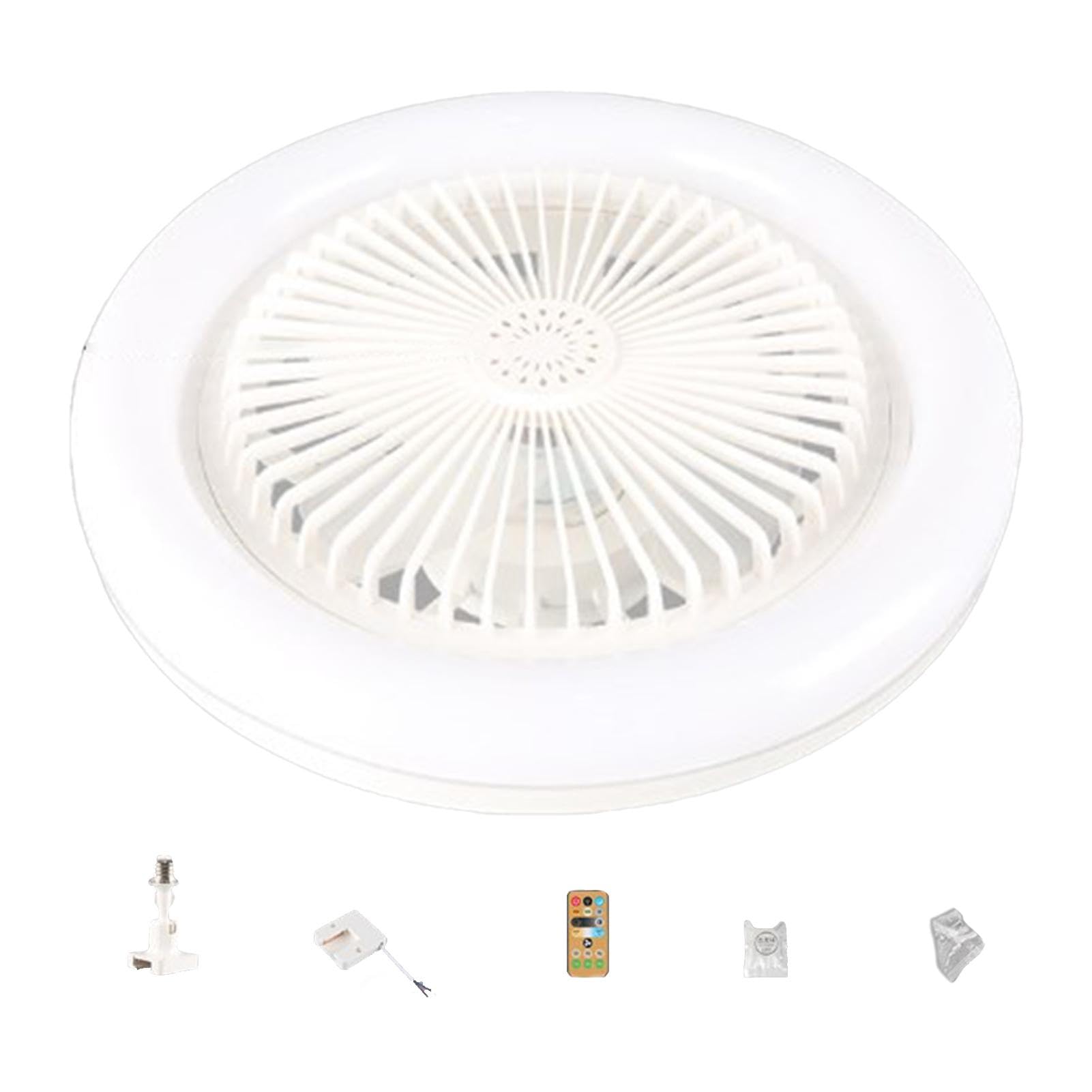 Lámpara De Techo Con Ventilador Sin Aspas | Ventilador De Perfil Bajo Empotrado De 10,2 Pulgadas Con Luz