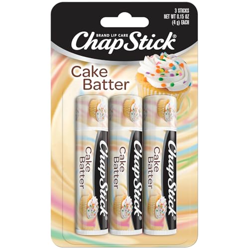 ChapStick Bulk Lip Balm, Cake Batter 3-Pack – Sweet & Delicious Lip Moisturizer, Birthday Gifts, Stocking Stuffers, 0.15 Oz Ea