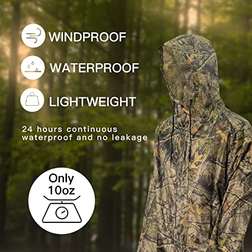 LOOGU Rain Jacket with Hood, Lightweight Long Raincoat, Camo Rain Poncho Waterproof for Men3
