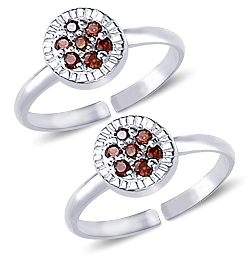 MJ 925 Fascinating Red CZ Silver Toe Rings in Pure 92.5 Sterling Silver for Women & Girls (B06XF3LN9G) Amazon Price History, Amazon Price Tracker