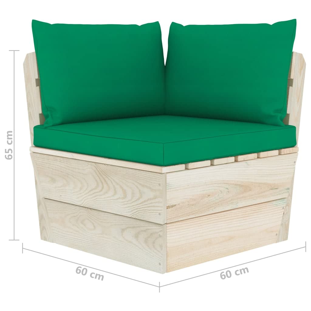 vidaXL Abeto Impregnado Sofá de Esquina de Palets de Jardín Cojines Asiento Silla Sala de Estar Salón Terraza Patio Seccional Exterior Balcón Estable