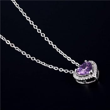 Amazon.co.jp: 女性のためのハート型アメジストネックレス