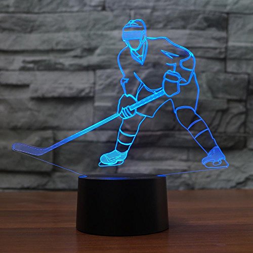 HPBN8 Ltd 3D Ice Hockey Night Light Illusion Lamp 7 Color Change LED Touch USB Table Decor Decorations Valentines Room Decoration