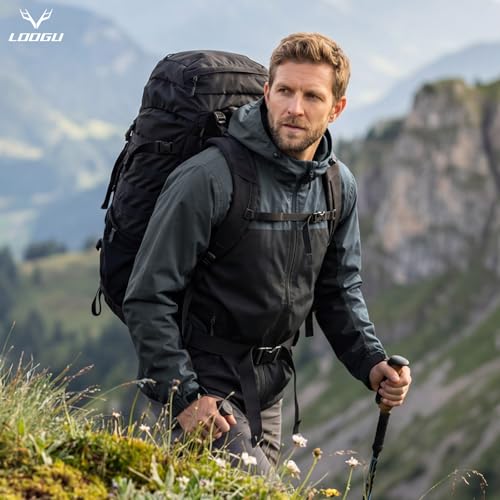 Image of LOOGU Rain Jacket for Men, Packable Waterproof Rain Shell Lightweight, S-3XL for Hiking Fishing Camping