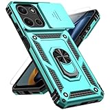 for Motorola Moto G 2025 Case, with Slide Camera Cover HD Screen Protector [Military Grade 16ft. Drop Tested] Magnetic Ring Holder Kickstand Protective Phone Case for Motorola Moto G 2025, Mint
