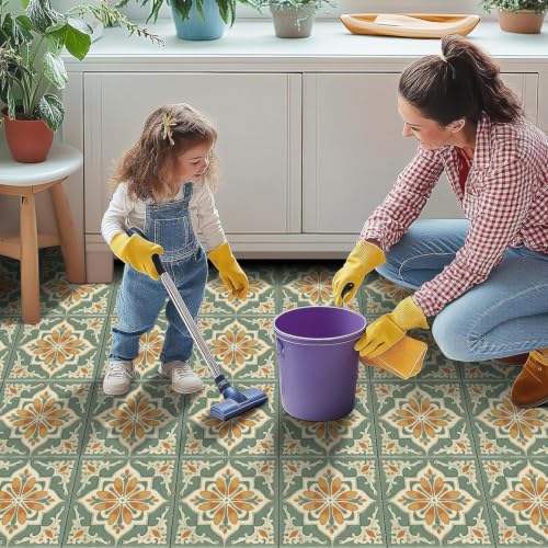 Image of Moroccan Tile Stickers | Waterproof Self Adhesive Peel & Stick Tile Decals for Kitchen Backsplash, Bathroom Wall, Floor, Furniture & Glass (6x6 Inch, Design 2, 40 Pic)