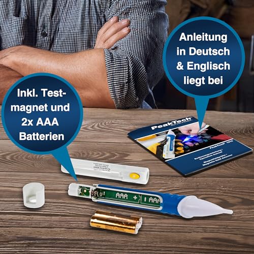 PeakTech P 1010 – Magnetfeldprüfer mit LED-Taschenlampe – Zum Prüfen von Relais, Magnetspulen,...