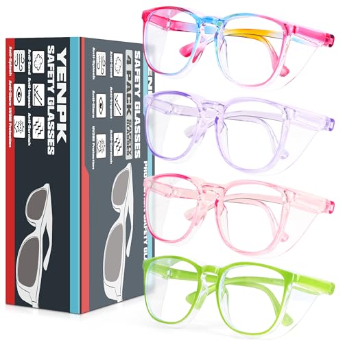 51RynydoRwL. SL500 YENPK 4 Pack Safety Glasses Goggles For Women Anti Fog, Cute Protective Eyewear for Nurses, ANSI Z87+ Anti-Blue Light Eye Protection Glasses (Rainbow_Purple_Pink_Green)