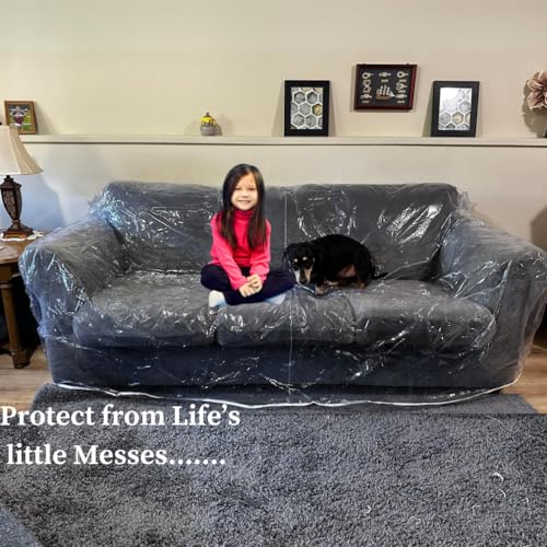 Evelots 8365 Clear Couch Cover - Thick Heavy Duty Vinyl 3 Seat Sofa Cover For Protection Against Cat & Dog Clawing - Stain & Dust Protector - Waterproof Slipcover thumb #2