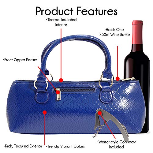 Image of Primeware Wine Clutch Bag Thermal Insulated Wine Carrier Tote Holds Red & White 750 ml Bottle Includes Portable Waiter-Style Corkscrew