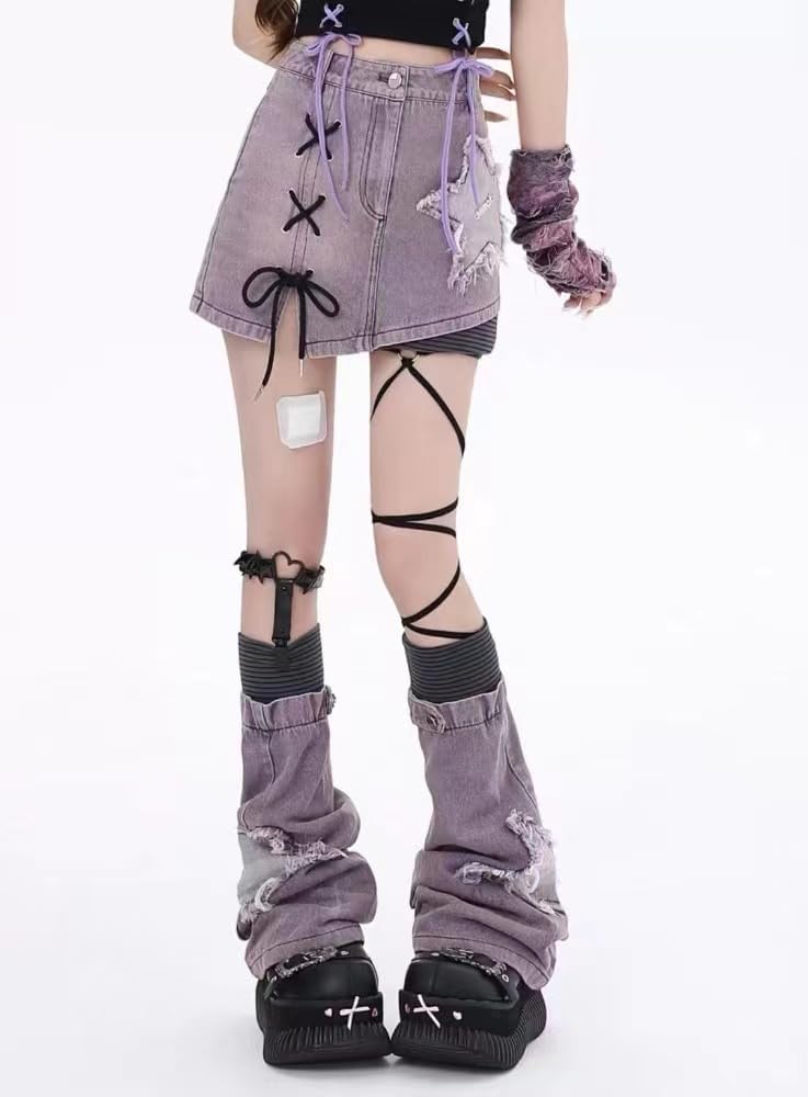Y2k Denim Two-piece Set Star Waist Slimming Skirt with Leg Set Sweet Cool Niche Personality Outfit