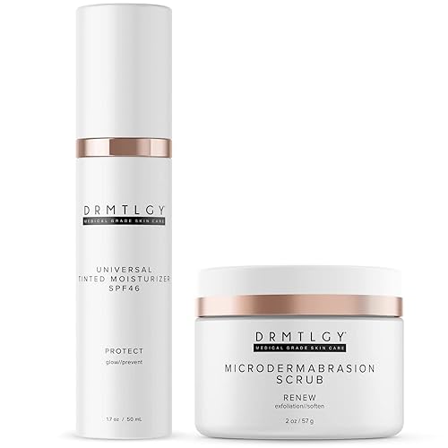 Miniatura 3 de DRMTLGY Crema hidratante teñida universal con SPF 46 y microdermoabrasión facial conjunto – SPF teñido universal y exfoliante facial, paquete de 2