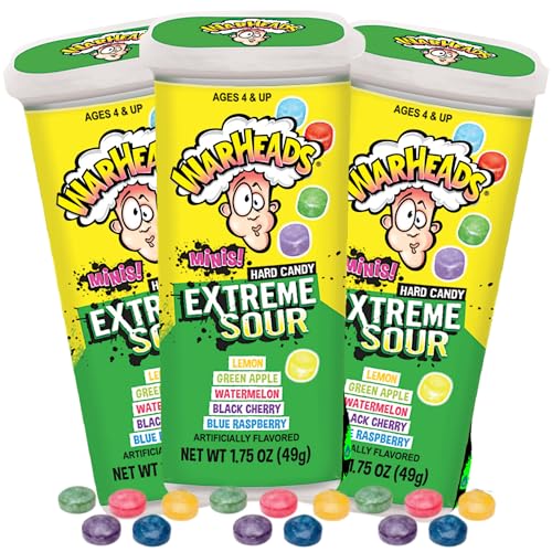 Sweetzo Warheads Minis Extreme Sour Hard Candies, Assorted Fruit Flavors, 1.75 Ounces (Pack of 3)