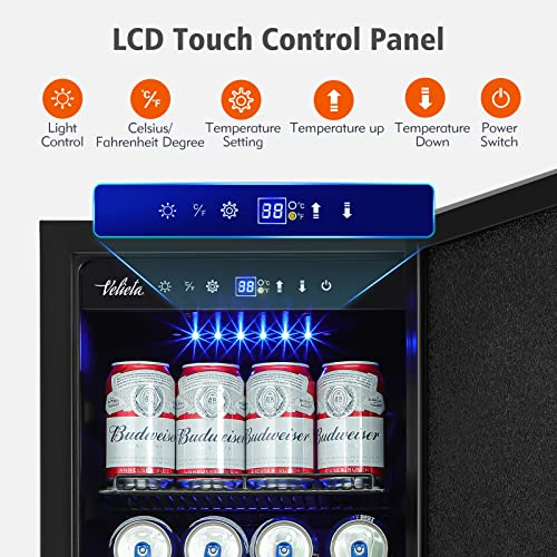 Beverage Refrigerator Cooler 15 Inch,127 Cans Beverage Fridge With French Door Under Counter Built-In Or Freestanding, Equipped With Powerful And Quiet Compressor, Perfect For Beer, Cola #TOP3