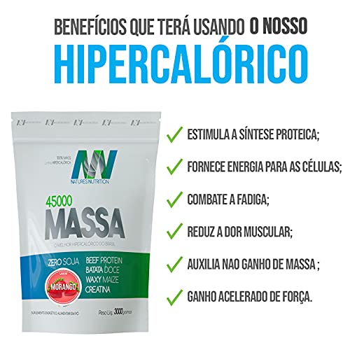 Mass Hipercalórico original 3kg Premium - Morango