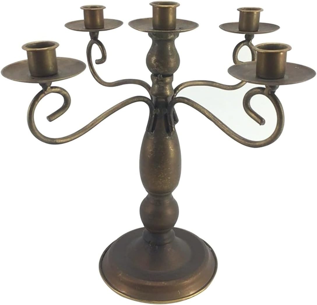 Table Decor Metal Bronze Candelabra 5-Candle Tall Candle Holder Stick Festival Christmas Church Decor Candle Holders