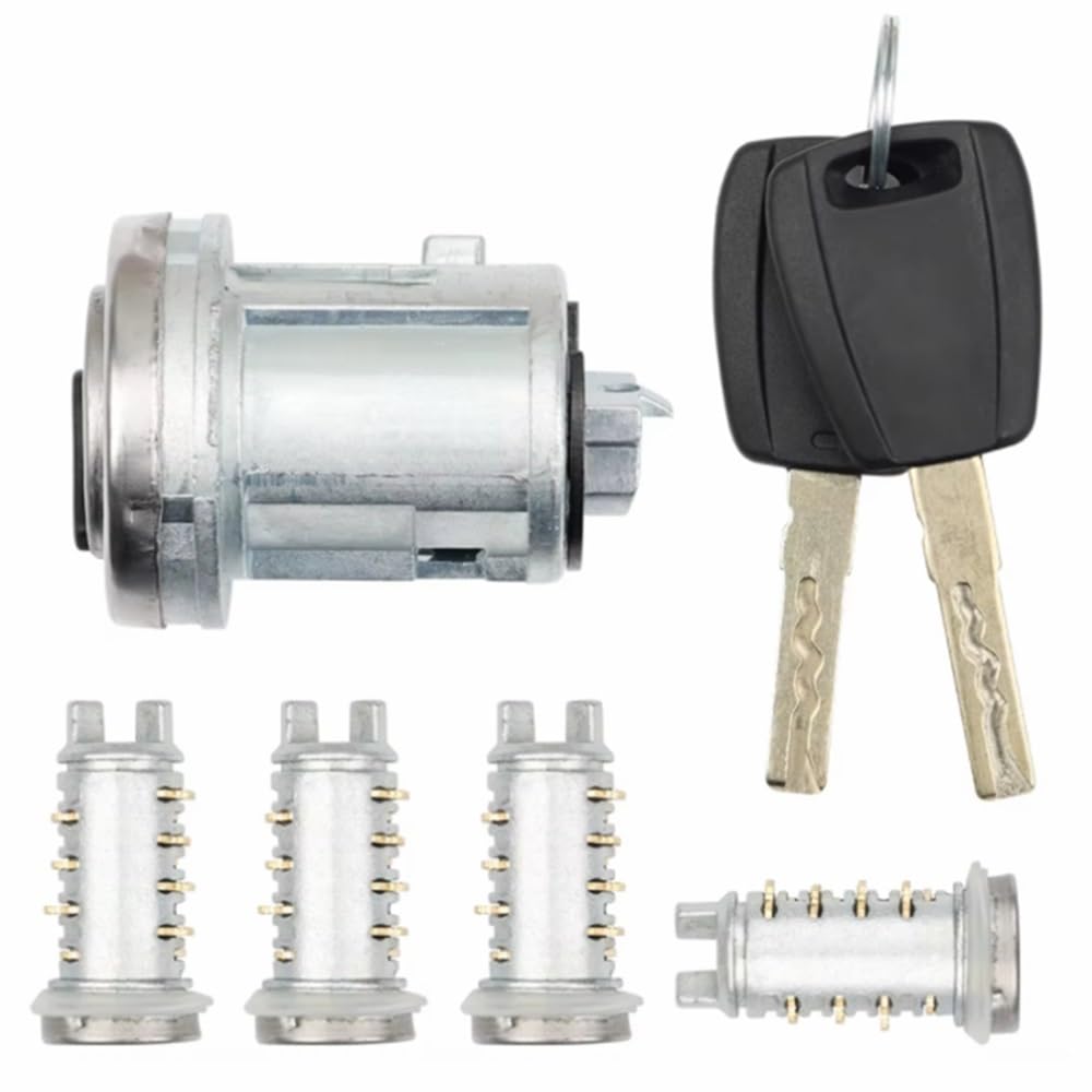 Car Lock Barrel Compatible with Fiat for Ducato SIP22 Full Set Door Lock Cylinder Barrel Trunk Lock Ignition Lock Cylinder with 2Pcs Key
