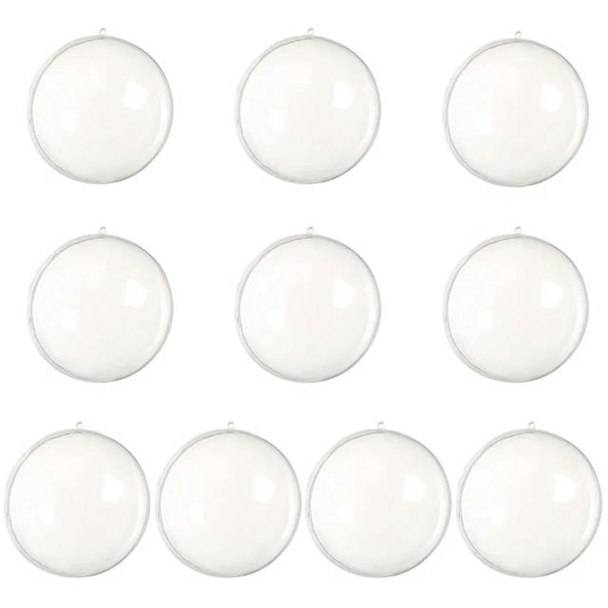 Bola de Adornos rellenables Transparentes de Navidad, Bola Redonda Transparente para Manualidades, Tema Decorativo del Festival para decoración del árbol de Navidad-10PCS-10CM