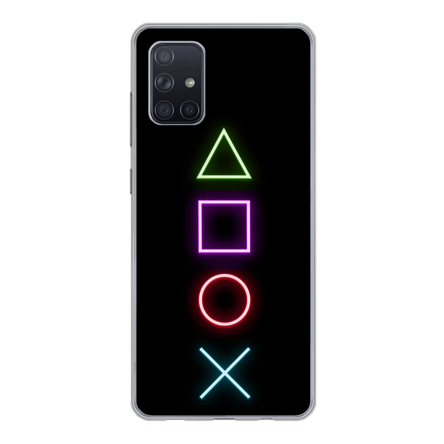 MuchoWow Funda para Samsung Galaxy A51 - Gaming - Neón - Consola - Negro - Mando - Gaming - Funda de Silicona/Funda Blanda para teléfono móvil