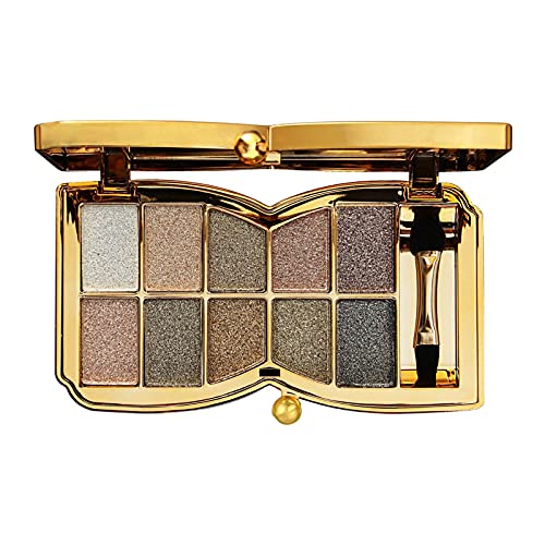 Glitter Eyeshadow Palette,10 Colors Sparkle Shimmer Eye Shadow Highly Pigmented Long Lasting Makeup Set Gold(Type 6)