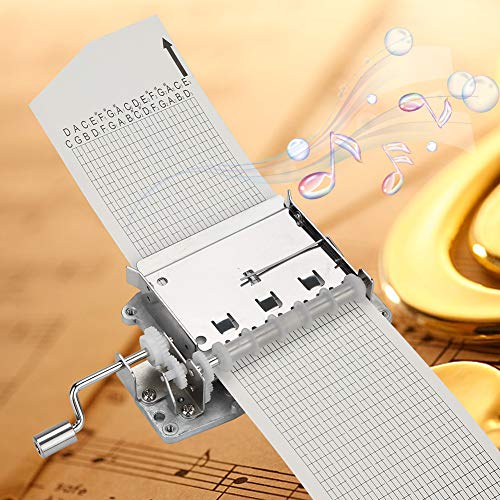 DEWIN Handkurbel Spieluhr, DIY Spieluhr Bewegung 30 Notenband Handkurbel Spieluhr Bewegung und Locher und 20 Papar Tapes