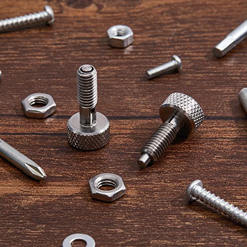 Hand Retractable Spring Plunger With Knurled Handle Stainless Steel Lock Out M6 Type Quick Release Pins For Rolling Toolbox, 1/4''-20 Thread Size 0.500'' Thread Length Without Patch (Silver, 2 Packs) #TOP4