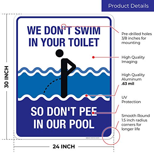 Cartel divertido para piscina 24x30 pulgadas aluminio miniatura 3
