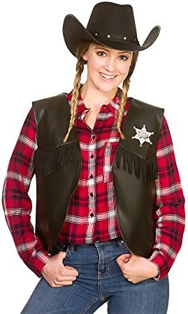 Wicked Costumes Adult Unisex Cowboy / Sheriff Waistcoat (One Size) - BLACK