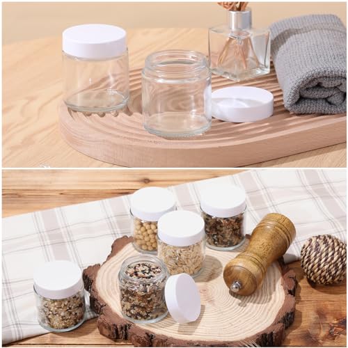 Image of Norme 24 Pcs 4 oz Glass Jars with Lids Cosmetic Jars, White, Clear