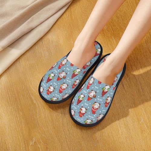 Snowflake Christmas Gnome Print House Slippers For Women And Men,Soft Slippers With Memory Foam,Non-Slip Indoor Home Shoes4