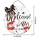 ROCWOHO Halloween Wooden Door Hanger Bloody Handprint Halloween Hanging Sign Prank Sign Funny Signs Welcome Indoor Outdoor Wall Decorations Door Decor for Halloween Party Supplies