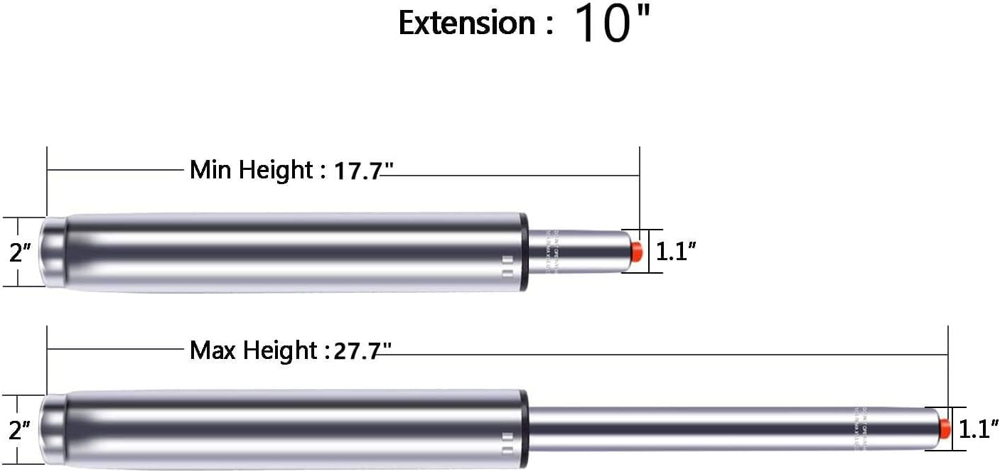 Antlu 10" Long Stroke Adjustable Gas Lift Cylinder for Bar Stool Drafting Chair Replacement, Tall Hydraulic Pneumatic Cylinder Shock Piston for Barstools, Universal Size Heavy Duty (400 lbs)