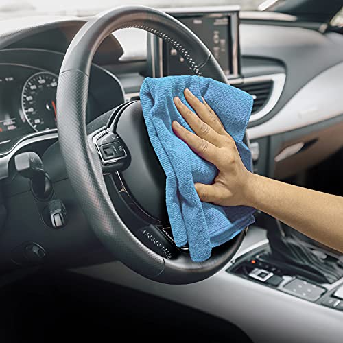 Image of SOFTSPUN Microfiber Cloth - 3 pcs 40x40 cms 340 GSM Sky Blue Thick Lint & StreakFree Multipurpose Cloths Automotive Microfibre Towels for Car Bike Cleaning Polishing Washing & Detailing.