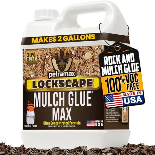 Image of PetraMax Lockscape Mulch Glue for Landscaping Rocks Max Concentrate, Weed Barrier - Non-Toxic Pea Gravel Binder, Mulch & Rock Glue for Landscaping, Landscape Rock & Gravel Stabilizer - (1 Gal)