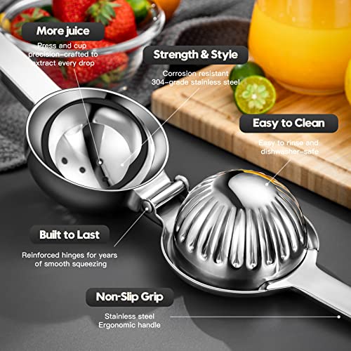 Image of CCKO Lemon Lime Squeezer Stainless Steel Manual Juicer Extra Large Heavy Duty Citrus Juicer Hand Press Max Extraction Fruit Juicer for Oranges Lemons Limes