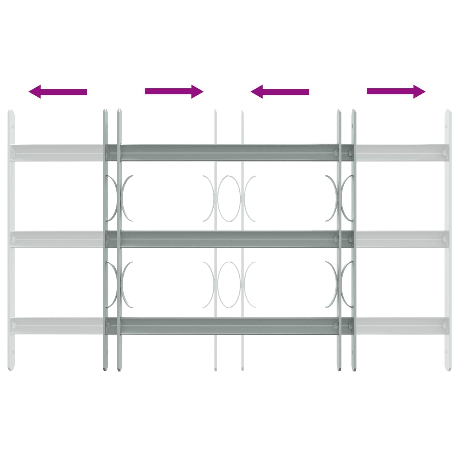 Juego de 3 rejillas de seguridad para ventanas de acero galvanizado, ajustables de 430 a 740 mm, color plateado, instalación horizontal, protección antirrobo, para claraboyas y sótanos