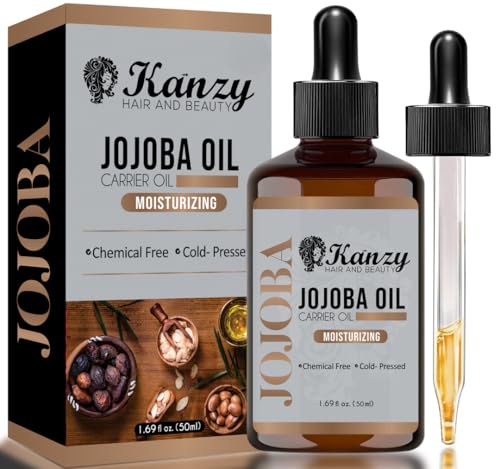 Kanzy Aceite de Jojoba Prensado en Frío 50 ml Para Piel, Cara, Cabello, Uñas, Pestañas y Cejas