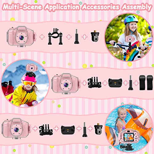 Deker Kids Camera Waterproof Boys Girls Toys 3-12 Year Old Christmas Birthday Gifts Kids Underwater Mini Camcorder Cameras Children Hd Digital Action Camera 2 Inch Ips Screen With 32Gb Card (Pink) #TOP5