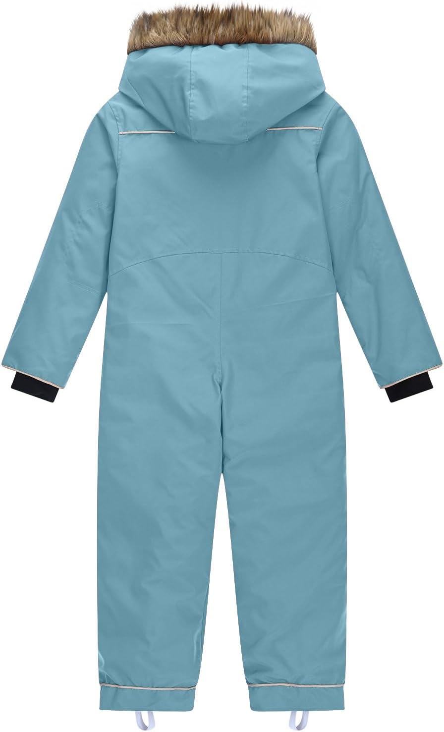 Girls Snow Suits Hooded Ski Suit Jacket Waterproof Insulated One Piece Windproof Snowsuit Winter Warm Jumpsuit Coat