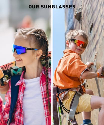 Image of Kids Sunglasses Youth Baseball Sunglasses for Boys Girls Age 6-14 Sports UV400 Protection SunGlasses 3 Pack